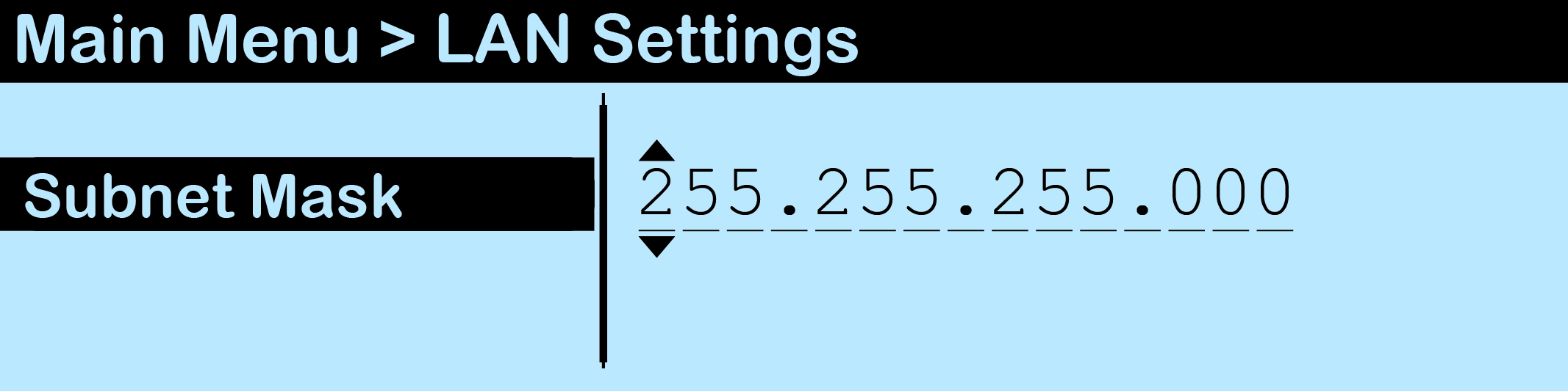 Subnet mask screen